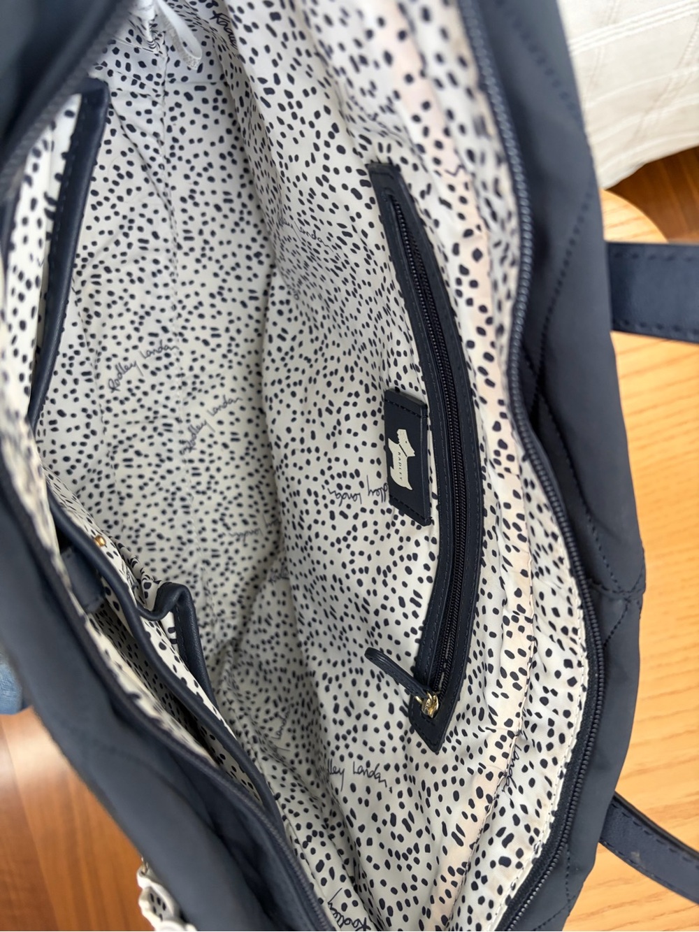 RADLEY LONDON Navy Blue Nylon Quilted Tote with Dog Charm - Picture 6 of 11